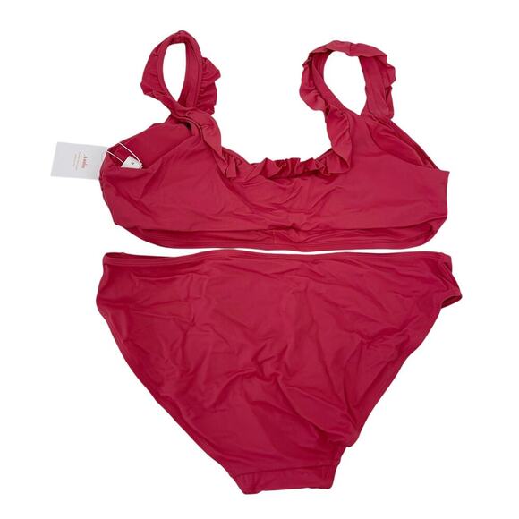 Andie Swim The Hydra Ruffle Bikini in Rosette Pink Size XL NEW - Picture 4 of 6